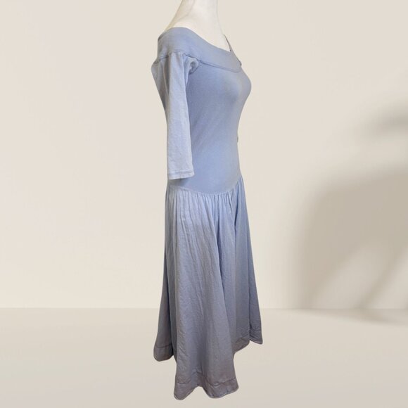 Luna Luz Off-Shoulder Blue Midi Dress - Size S - Picture 2 of 8